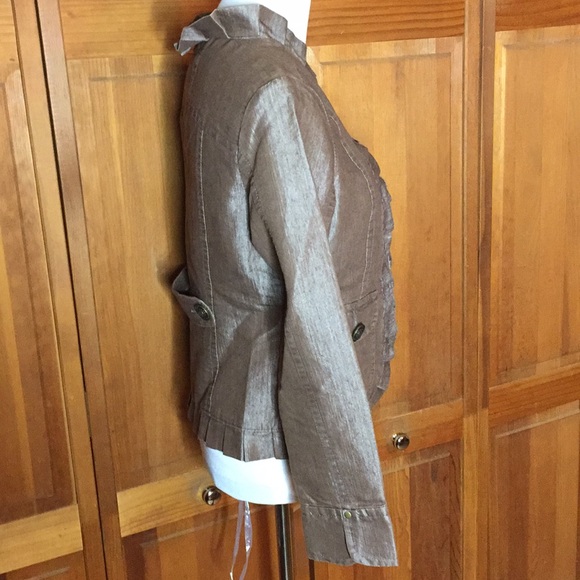 Jacket Blazer SZ Small Brown w/Sheen Ruffles NWT - Picture 7 of 8